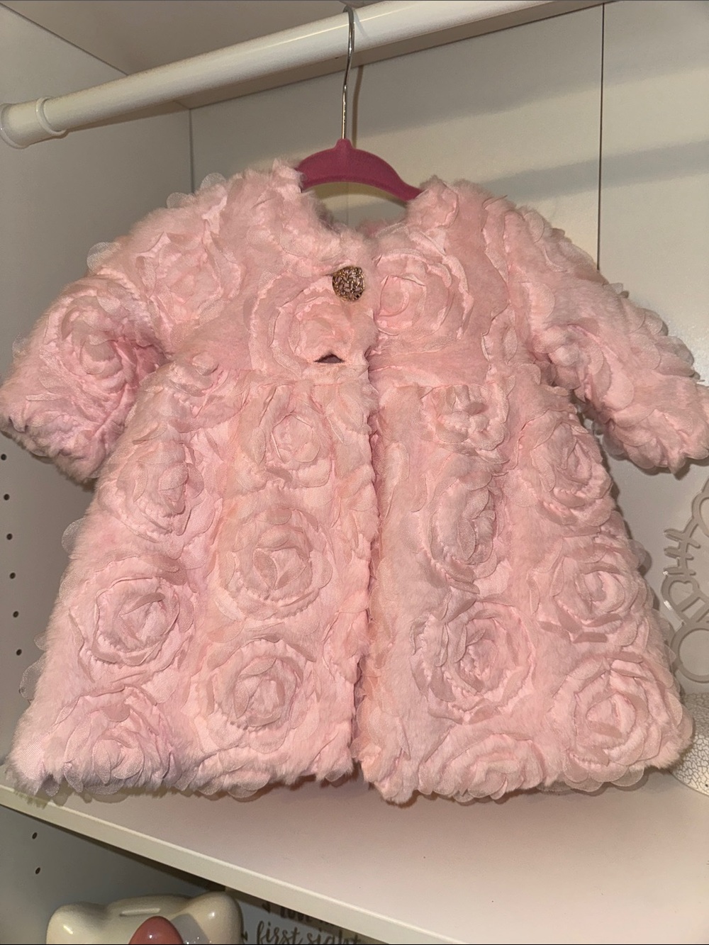 Pink Floral Faux-Fur Baby Coat